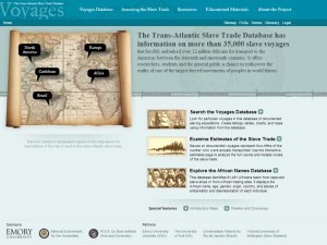 Screen capture of slavevoyages.org website