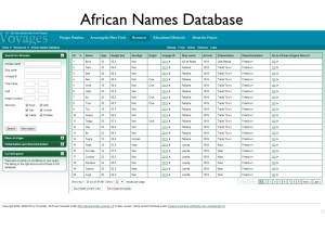 Screen capture of the African Names Database