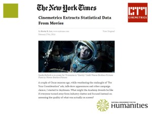 Cinemetrics project featured in recent Oscar coverage in NYTimes