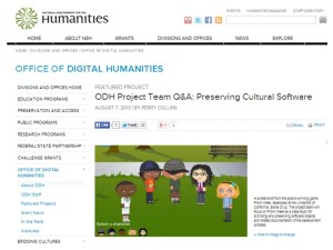 ODH website: interview with Preserving Cultural Software team